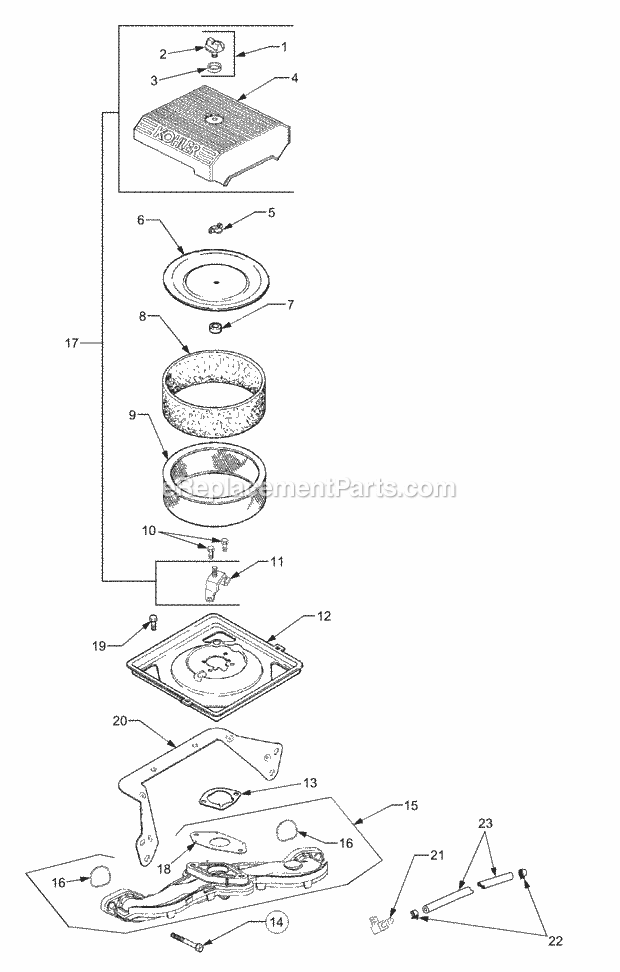 Air Intake Diagram and Parts List for GT3235 14A-692-710 Cub Cadet Lawn Tractor